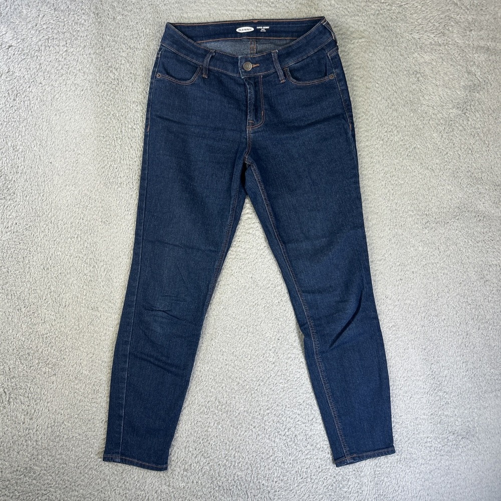 Old Navy Jeans Womens 0 Short Dark Blue Denim Pants Super Skinny Mid Rise Curvy